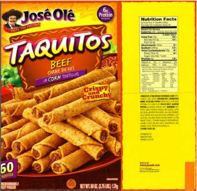 etiqueta jose ole taquitos